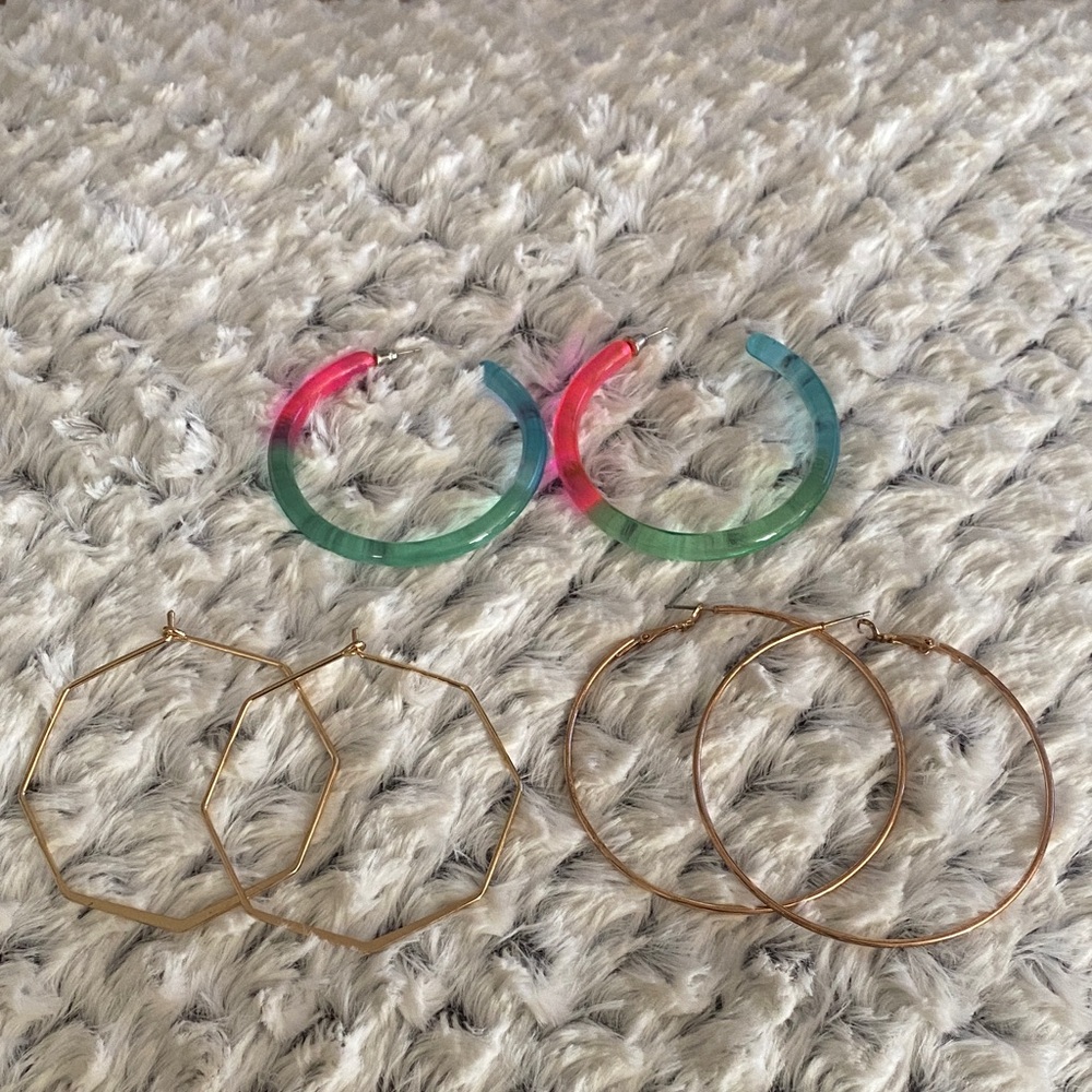 Vibrant Multicolor and Gold Hoop Earrings Set